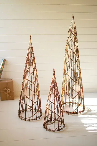 Kalalou Set Of Three Nesting Twig Christmas Trees