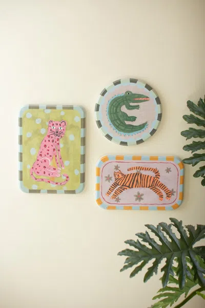 Kalalou Set Of Three Painted Children's Art Animal Prints