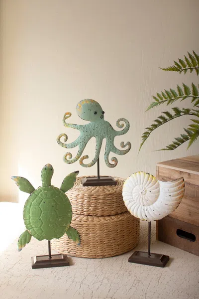 Kalalou Set Of Three Painted Coastal Decor