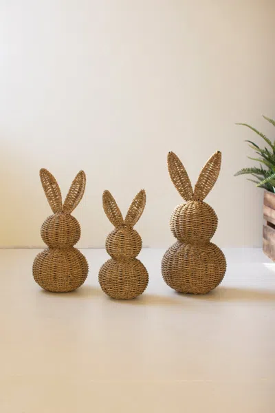 Kalalou Set Of Three Woven Vine Easter Rabbits