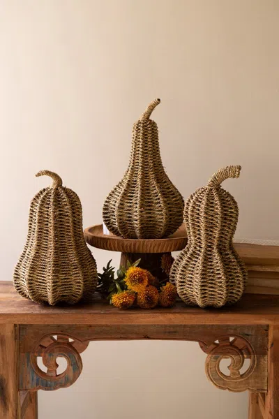 Kalalou Set Of Three Woven Vine Gourds