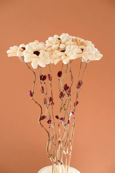 Kalalou Set Of Twelve Dried Flowers On A Bamboo Stem