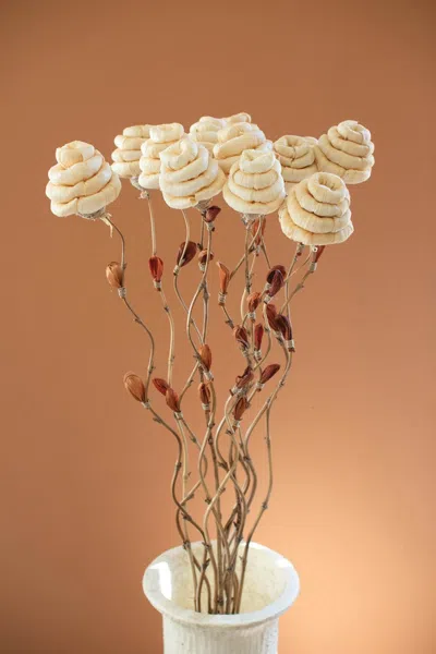Kalalou Set Of Twelve Dried Flowers On A Bamboo Stem