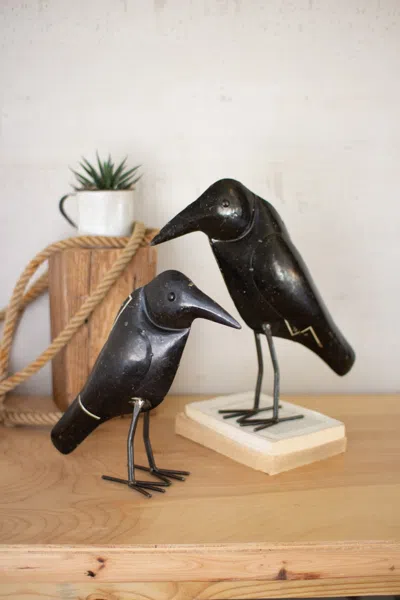 Kalalou Set Of Two Antique Black Iron Crows