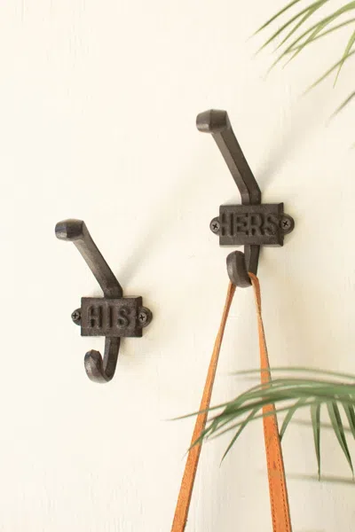 Kalalou Set Of Two Cast Iron His/hers Hooks
