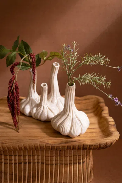 Kalalou Set Of Two Ceramic Garlic Bud Vases In Multi