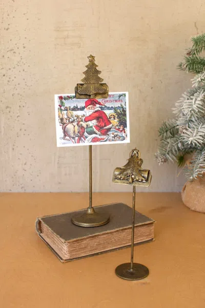 Kalalou Set Of Two Christmas Tree Card Clips On Stands In Gray