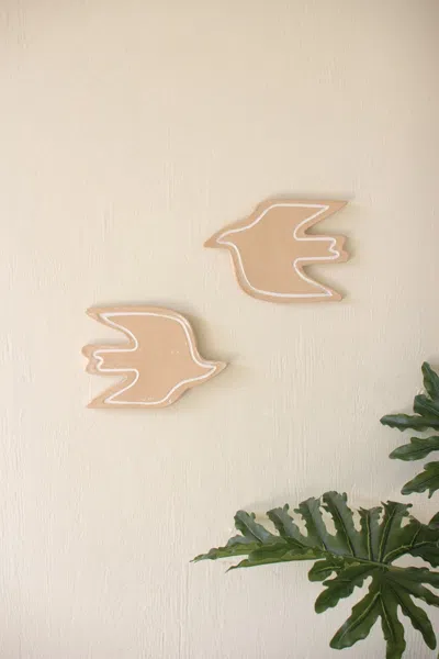 Kalalou Set Of Two Clay Bird Wall Decor