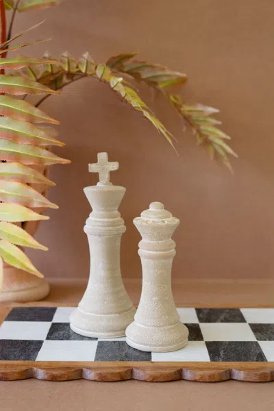 Kalalou Set Of Two Grey-wash Chess Pieces