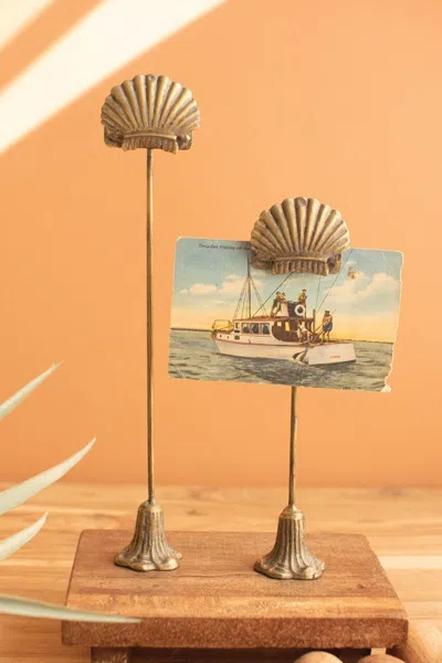 Kalalou Set Of Two Metal Note Clips - Shell In Brown