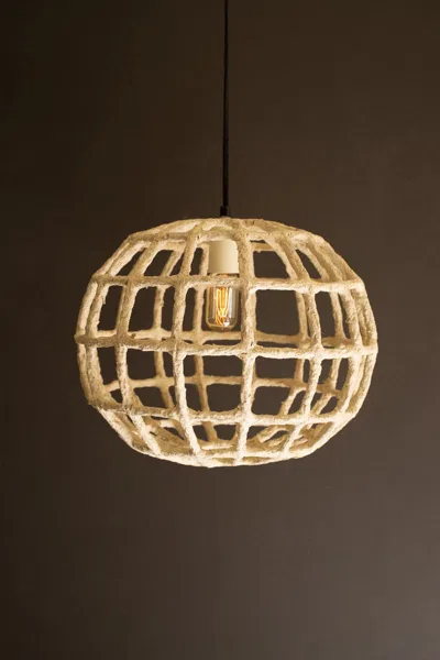 Kalalou Short Paper Mache Grid Pendant Light