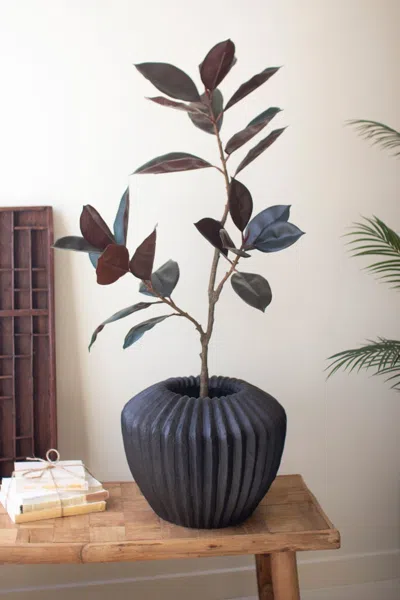 Kalalou Short Stone Composite Urn - Black