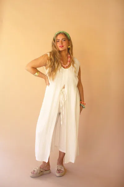 Kalalou Sleeveless Split-front Tunic-cotton In White