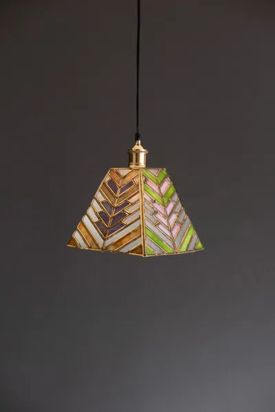Kalalou Stained Glass Pendant Lamp In Multi