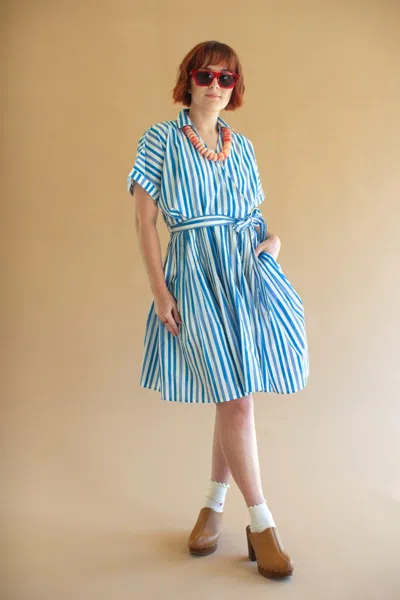 Kalalou Striped Shirt Dress With Tie Sash In Multi