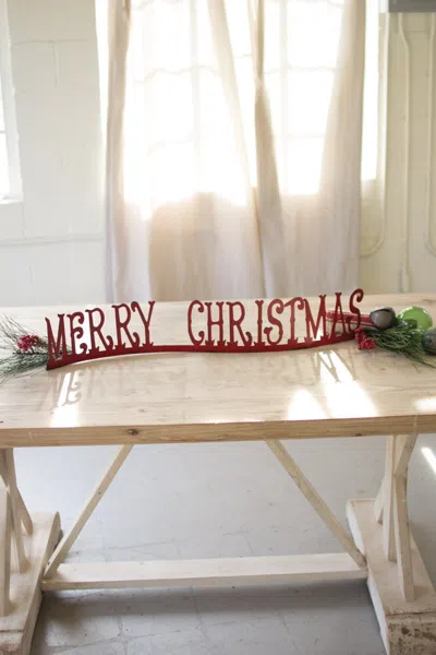 Kalalou Tabletop Or Mantle Merry Christmas In Red