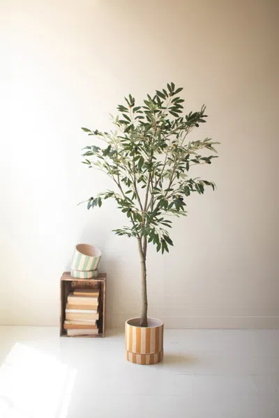 Kalalou Tall Artificial Olive Tree In A Black Plastic Pot