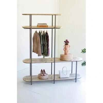 Kalalou Tall Asymmetrical Iron And Recycled Wood Garment Display