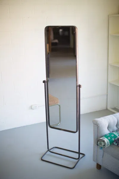 Kalalou Tall Metal Framed Floor Mirror With Stand