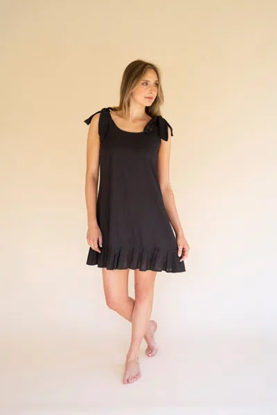 Kalalou Tie-shoulder Dress With Pleated Hem - Midnight In Multi