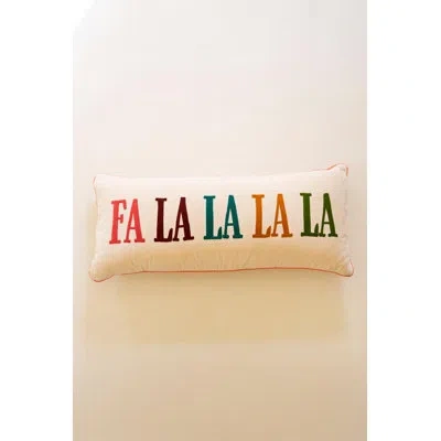 Kalalou Velvet Embroidery Pillow - Falalalala In Beige