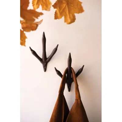 Kalalou Vintage Inspired Cast Iron Wall Hook With Chicken Claw Design-6"h In Brown