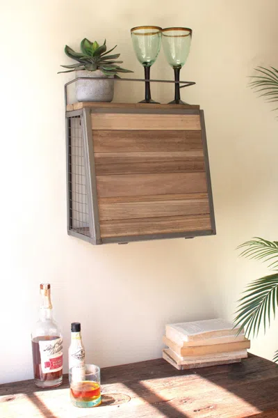 Kalalou Wall Bar With Fold Down Shelf