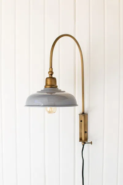 Kalalou Wall Light With Grey Enamel Shade In Gray