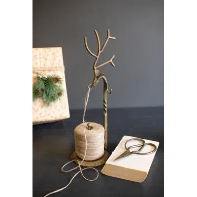Kalalou Whimsical Woodland Deer Jute Holder For Kitchen Or Craft Space-14" - Set Of 2 In Gold