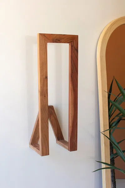 Kalalou Wooden Wall Towel Rack In Brown