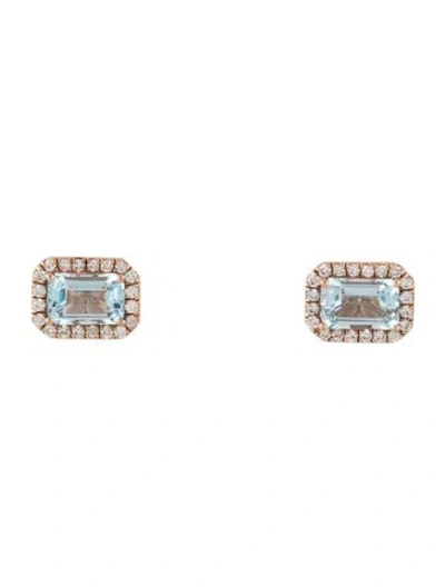 Pre-owned Kalan By Suzanne Kalan 14k Diamond & Topaz Stud Earrings In Multicolor