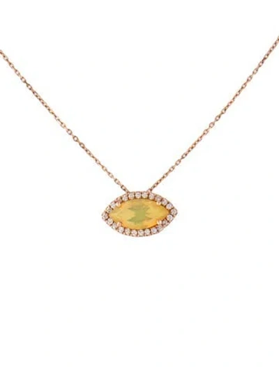 Pre-owned Kalan By Suzanne Kalan 14k Opal & Diamond Pendant Necklace, 18" In Multi