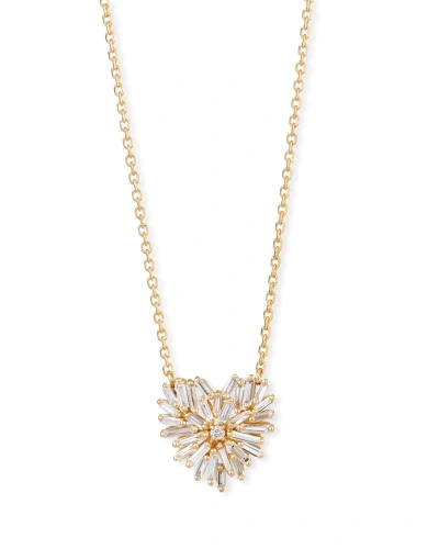 Kalan By Suzanne Kalan 18k Diamond & Baguette Heart Necklace In Gold