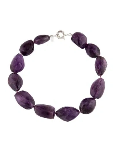 Pre-owned Kalan By Suzanne Kalan Amethyst Nugget Bead Strand Necklace, 18" In Multi