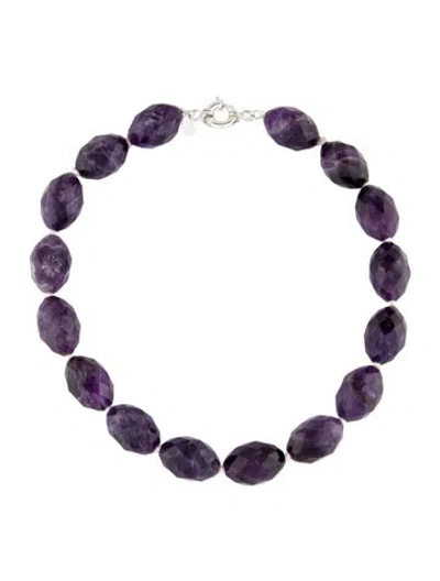 Pre-owned Kalan By Suzanne Kalan Amethyst Nugget Bead Strand Necklace, 19" In Multi