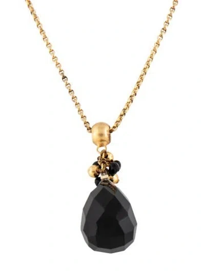 Pre-owned Kalan By Suzanne Kalan Onyx Drop Pendant Necklace, 18" In Multicolor