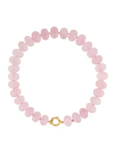 Pre-owned Kalan By Suzanne Kalan Rose Quartz Bead Strand Necklace, 18" In Multi