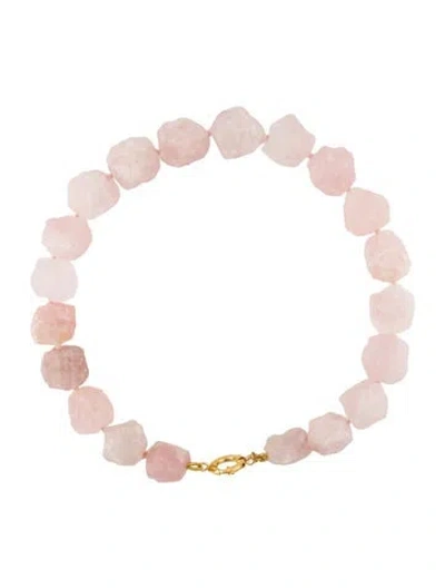 Pre-owned Kalan By Suzanne Kalan Rose Quartz Nugget Bead Strand Necklace, 18.5" In Multi