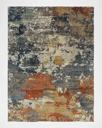 Kalaty Rug Corporation Beverly Hand-knotted Rug, 12' X 15' In Blue/orange
