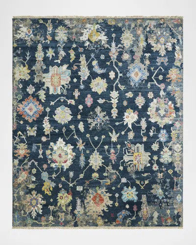 Kalaty Rug Corporation Lawrence Midnight Hand-knotted Rug, 12' X 15' In Vintage Navy