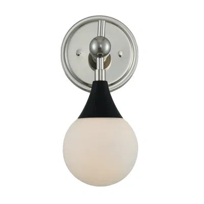Kalco 1 Lt Matte Black W/ Polished Nickel Bath Wall Sconce