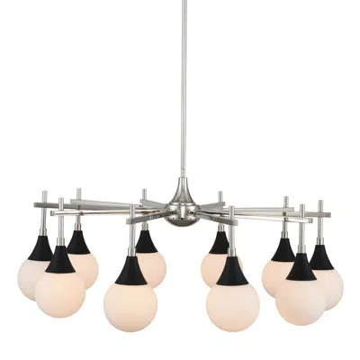 Kalco 10 Lt Matte Black W/ Polished Nickel Chandelier