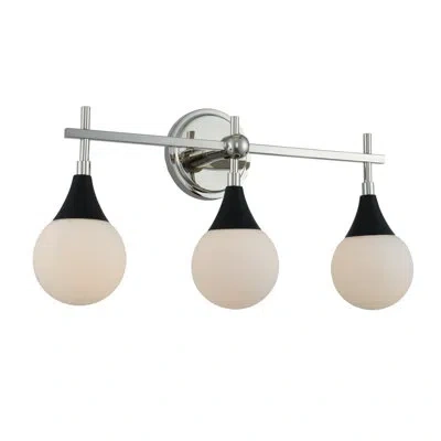Kalco 3 Lt Matte Black W/ Polished Nickel Vanity Light