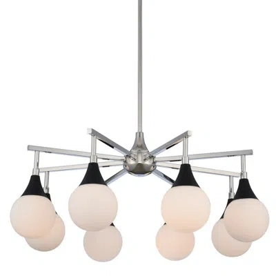 Kalco 8 Lt Matte Black W/ Polished Nickel Chandelier