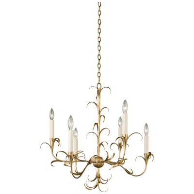 Kalco Ainsley 26" Wide Oxidized Gold Leaf 6-light Chandelier
