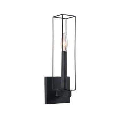 Kalco Allston 1 Lt Black Iron Wall Sconce  In Clear,transparent Glass;black Iron