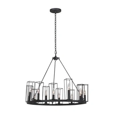 Kalco Allston 28-in 12 Light Socket Black Iron Chandelier