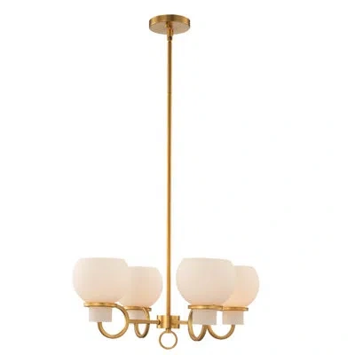 Kalco Ascher 4 Lt Winter Brass Chandelier  In Solid Brass