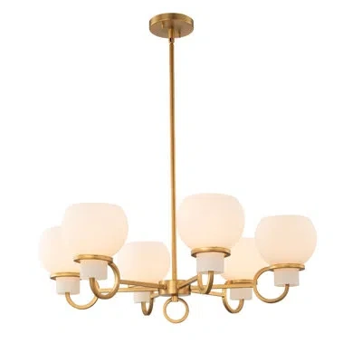 Kalco Ascher 6 Lt Winter Brass Chandelier  In Solid Brass