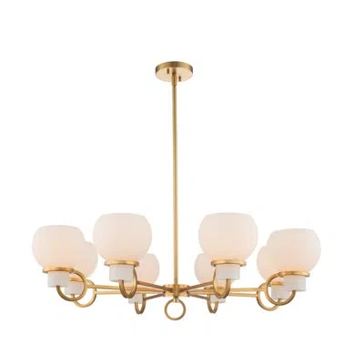Kalco Ascher 8 Lt Winter Brass Chandelier  In Solid Brass